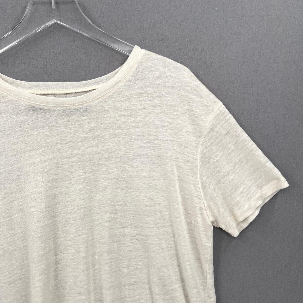 ENZA COSTA Linen Knit Tee Womens Medium Cream Loose Slouchy Relaxed Crew Top - Picture 4 of 13